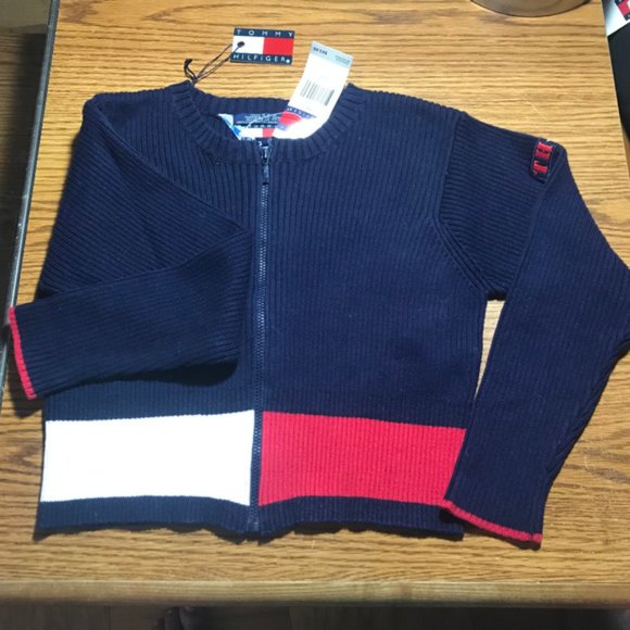 Tommy Hilfiger zip front sweater Sz 5/6 NWT - Picture 1 of 5